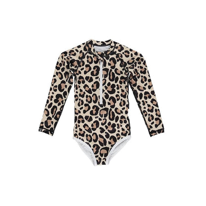 ベビー用水着 swimsuit long sleeve khaki leopard print / 80 ガールズ水着 長袖ワンピーススイムウェア ラッシュガード【mh0009294】
