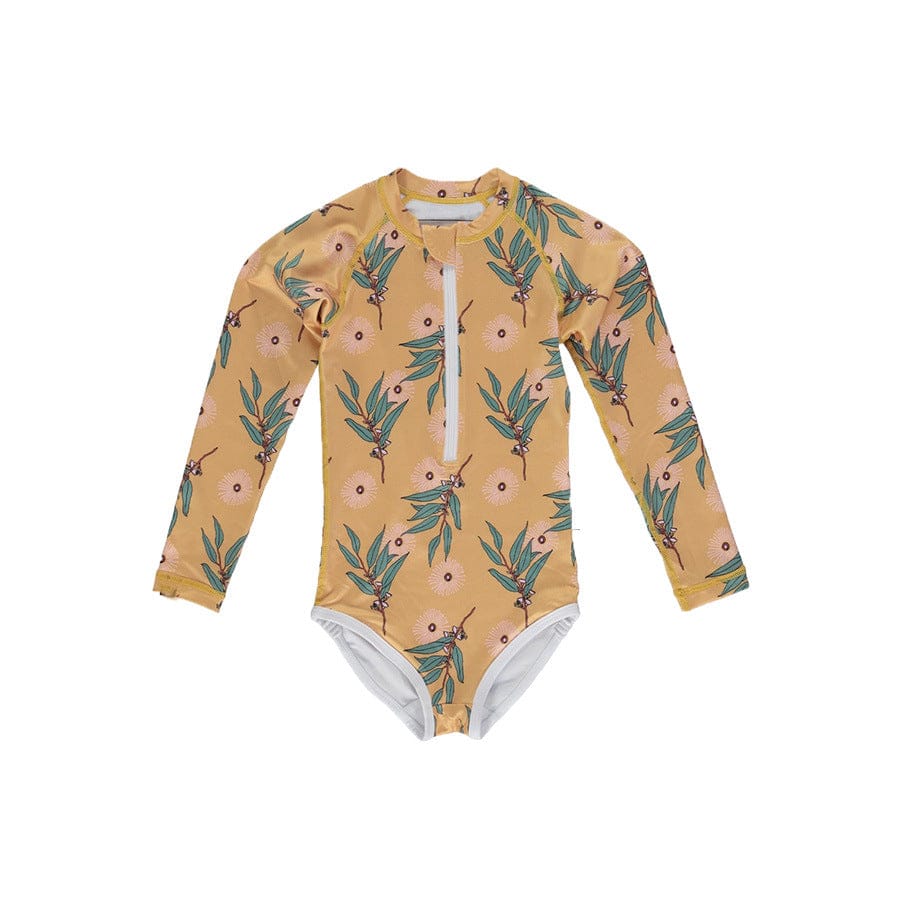 ベビー用水着 swimsuit long sleeve orange sunflower / 80 ガールズ水着 長袖ワンピーススイムウェア ラッシュガード【mh0009294】