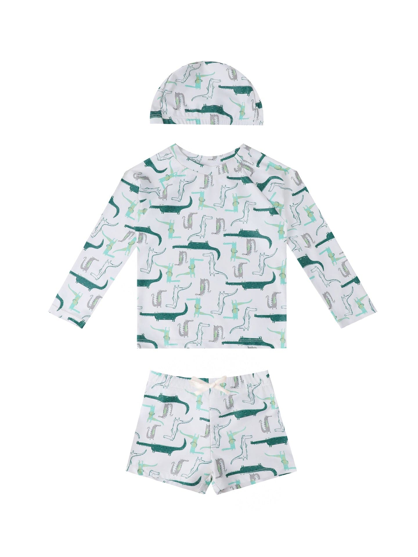ベビー用水着 Swimsuit set crocodile [free suited swim cap] / 80 ボーイズ水着 長袖セパレートスイムウェア ラッシュガード【mh0009364】
