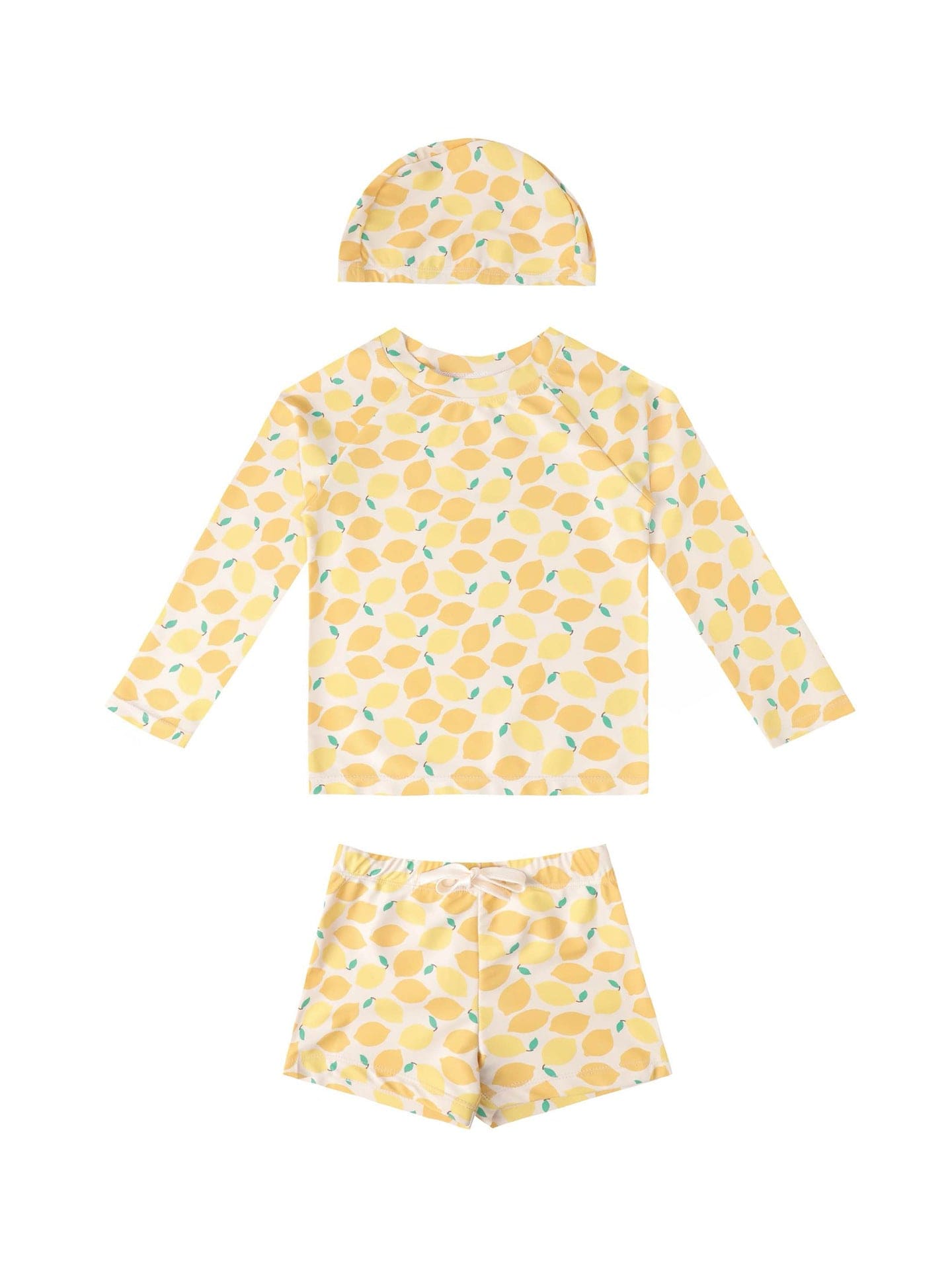ベビー用水着 Swimsuit set lemon [free swim cap of the same suit] / 80 ボーイズ水着 長袖セパレートスイムウェア ラッシュガード【mh0009364】