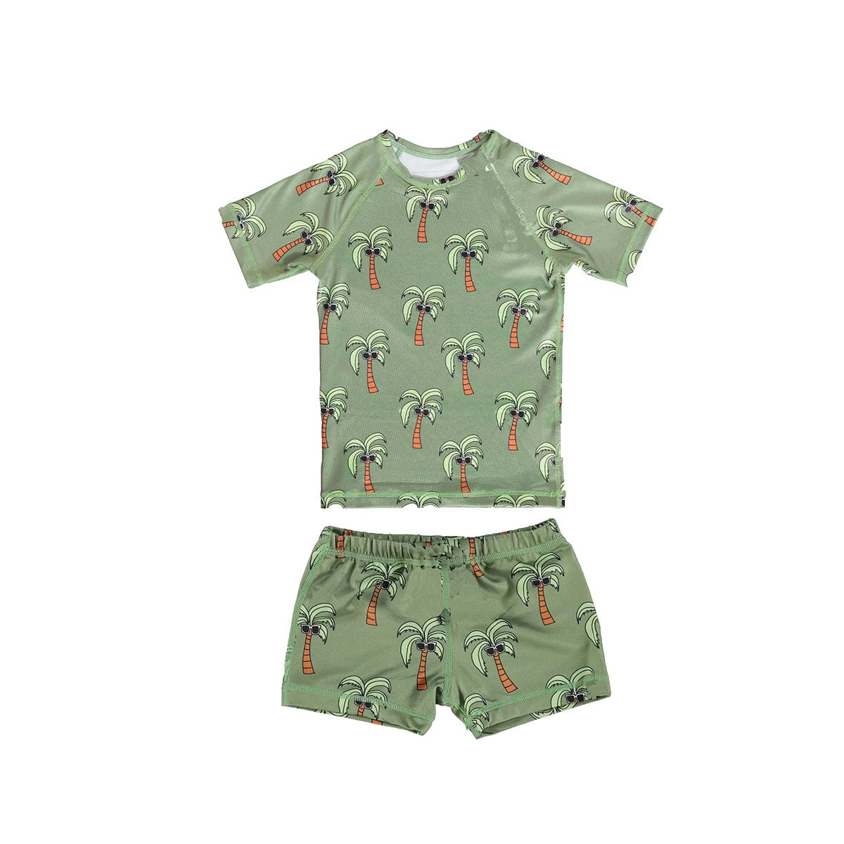 ベビー用水着 swimsuit two-piece green coconut tree set / 80 ボーイズ水着 半袖セパレートスイムウェア ラッシュガード【mh0009283】