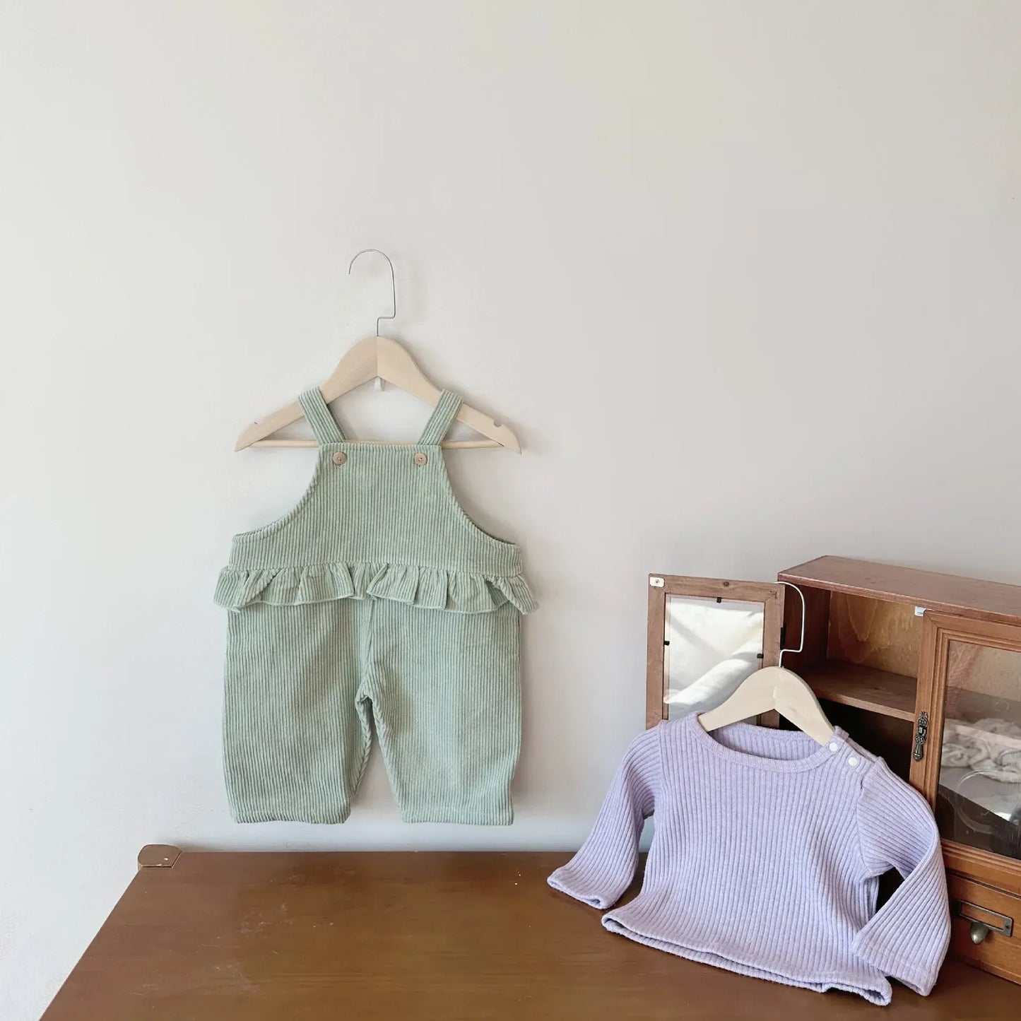 サロペットパンツ・サスペンダーパンツ ベビーサロペット コーデュロイサスペンダーパンツ 長袖リブTシャツ