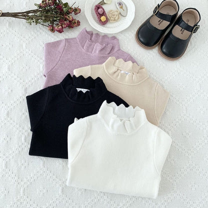 ニット・セーター キッズ ニット フリルカラー カットソー Tシャツ トップス