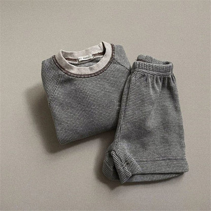 長袖セットアップ ☺︎ キッズ ワッフル セットアップ 長袖 Tシャツ ショートパンツ ボーイズ