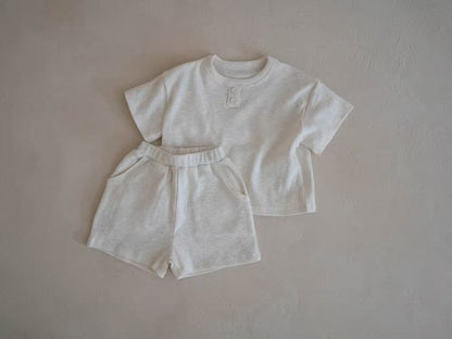 半袖セットアップ シンプルデイリー半袖Tシャツ+ショートパンツセットアップ 2点セット【mh0009426】