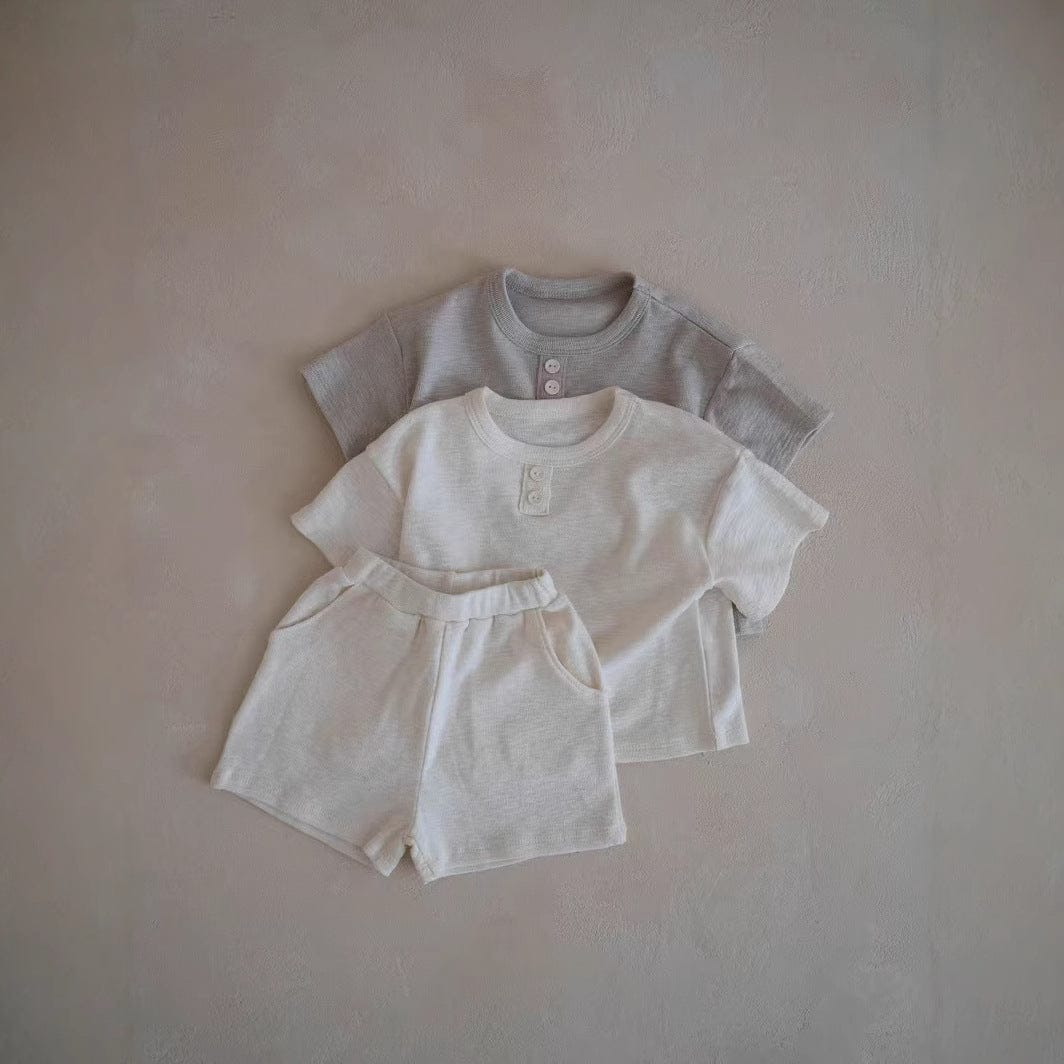 半袖セットアップ シンプルデイリー半袖Tシャツ+ショートパンツセットアップ 2点セット【mh0009426】