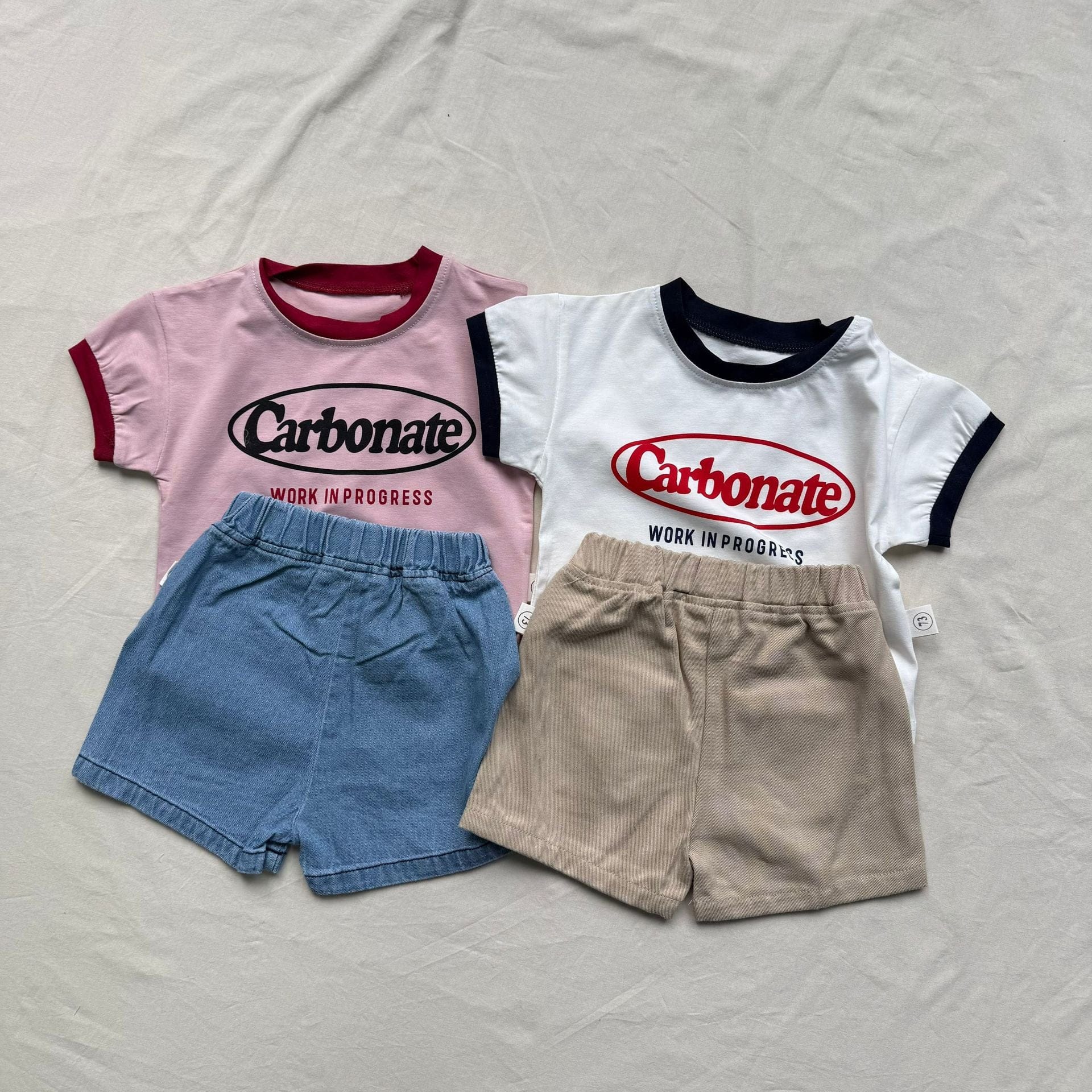 半袖セットアップ ロゴプリントTシャツ+ショートパンツセットアップ 2点セット【mh0009427】