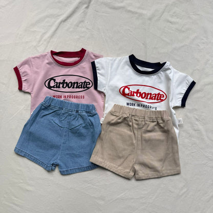 半袖セットアップ ロゴプリントTシャツ+ショートパンツセットアップ 2点セット【mh0009427】