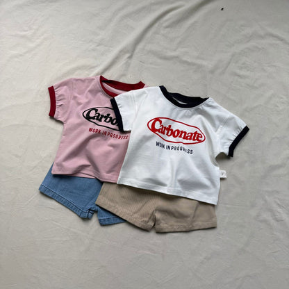 半袖セットアップ ロゴプリントTシャツ+ショートパンツセットアップ 2点セット【mh0009427】