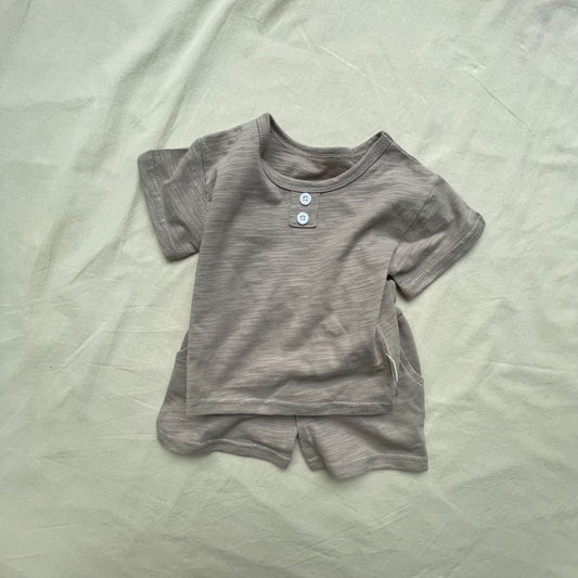 半袖セットアップ シンプルデイリー半袖Tシャツ+ショートパンツセットアップ 2点セット【mh0009447】