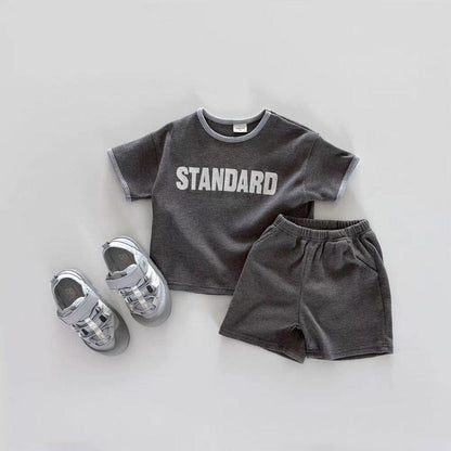 半袖セットアップ レターロゴ半袖Tシャツ+ショートパンツセットアップ 2点セット【mh0010366】