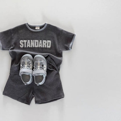 半袖セットアップ レターロゴ半袖Tシャツ+ショートパンツセットアップ 2点セット【mh0010366】