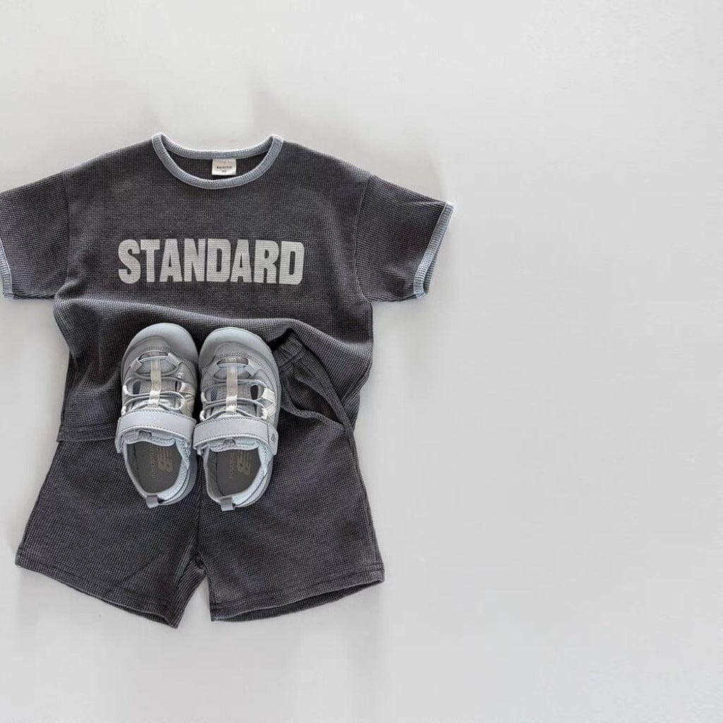 半袖セットアップ レターロゴ半袖Tシャツ+ショートパンツセットアップ 2点セット【mh0010366】