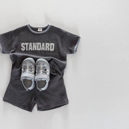 半袖セットアップ レターロゴ半袖Tシャツ+ショートパンツセットアップ 2点セット【mh0010366】