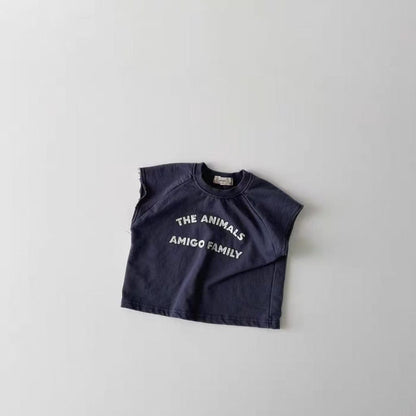 ノースリーブセットアップ レターロゴノースリーブTシャツ+ショートパンツセットアップ 2点セット【mh0010408】