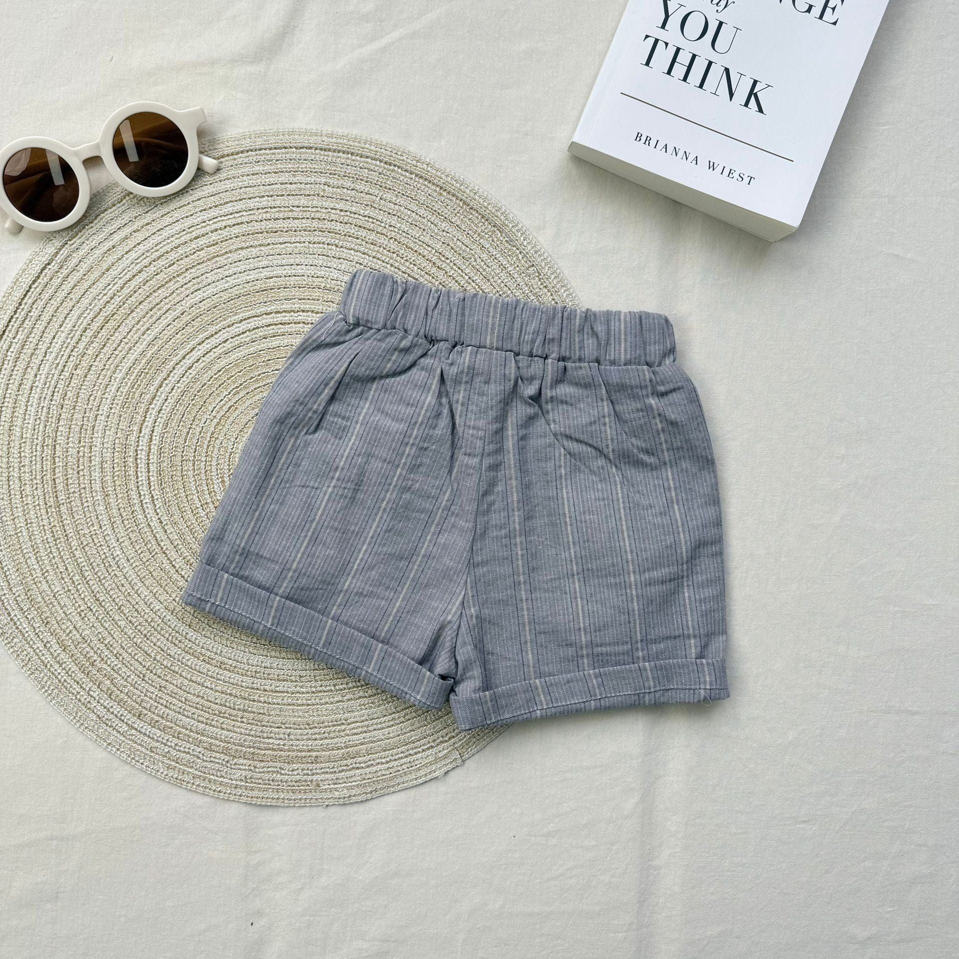 半袖セットアップ トラクタープリント半袖Tシャツ+ストライプショートパンツセットアップ 2点セット【mh0010419】