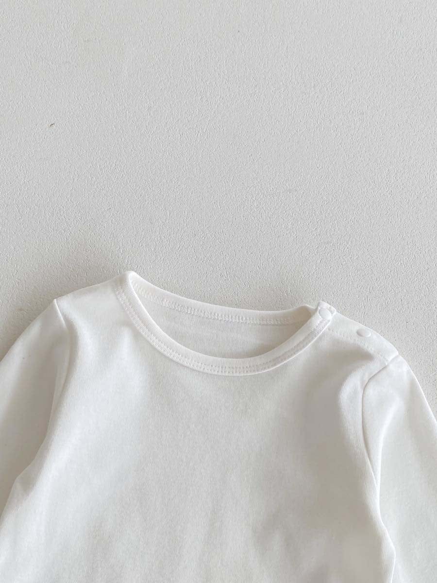 長袖セットアップ くま刺繍デニムサロペット+長袖Tシャツセットアップ 2点セット【mh0010922】