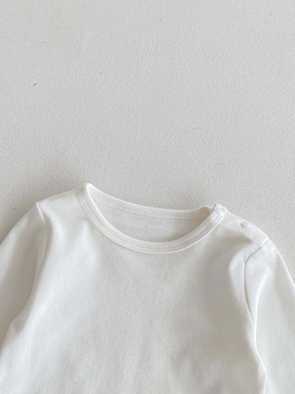 長袖セットアップ くま刺繍デニムサロペット+長袖Tシャツセットアップ 2点セット【mh0010922】