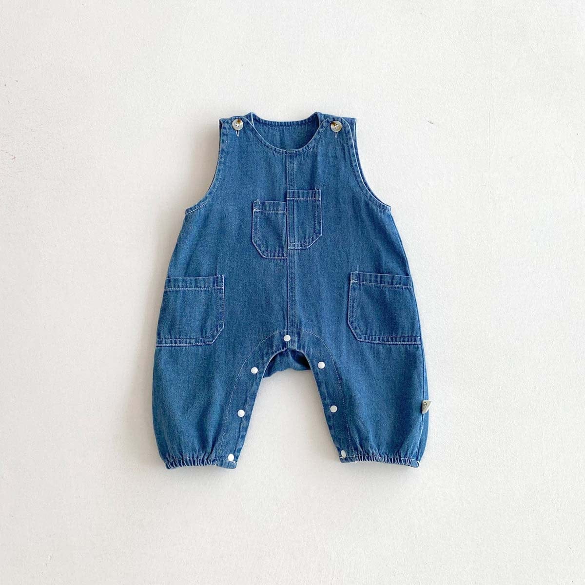 長袖セットアップ ボーダーTシャツ+デニムオーバーオール セットアップ 2点セット【mh0010928】