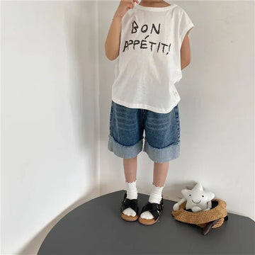 タンクトップ・キャミソール・ノースリーブトップス キッズトップス ノースリーブTシャツ タンクトップ レターロゴプリント 3カラー