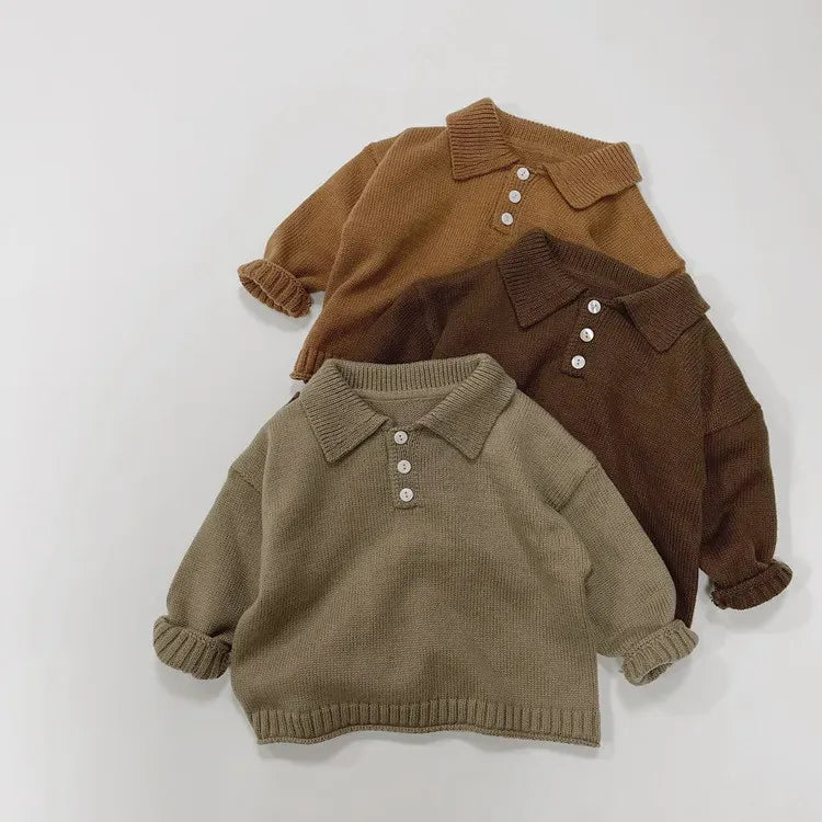 ニット・セーター キッズ長袖ポロシャツ ニットセーター 襟付きTシャツ トップス 3カラー ボーイズ 男の子 子供服