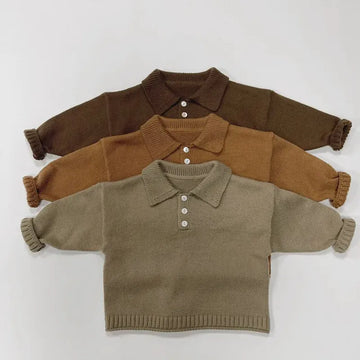 ニット・セーター キッズ長袖ポロシャツ ニットセーター 襟付きTシャツ トップス 3カラー ボーイズ 男の子 子供服