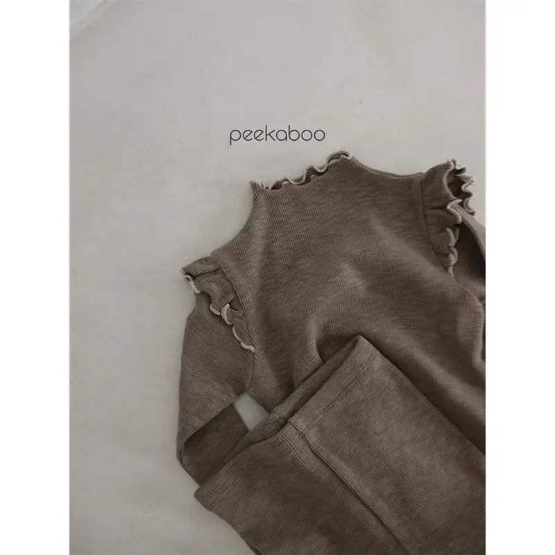 長袖パジャマ キッズパジャマセット フリル長袖Tシャツ+ロングパンツ ルームウェア 3カラー【mh0007490】