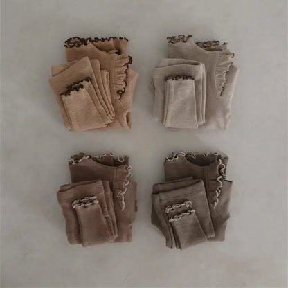 長袖パジャマ キッズパジャマセット フリル長袖Tシャツ+ロングパンツ ルームウェア 3カラー【mh0007490】