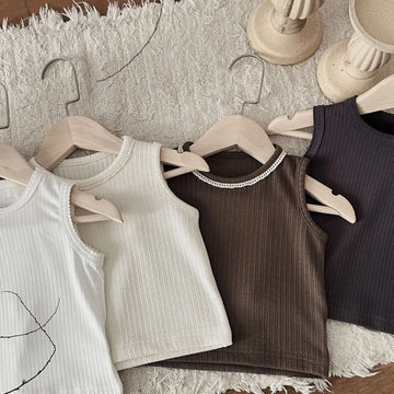 タンクトップ・キャミソール・ノースリーブトップス ベビートップス リブタンクトップ ノースリーブTシャツ シンプルベーシック 4カラー【mh0005464】