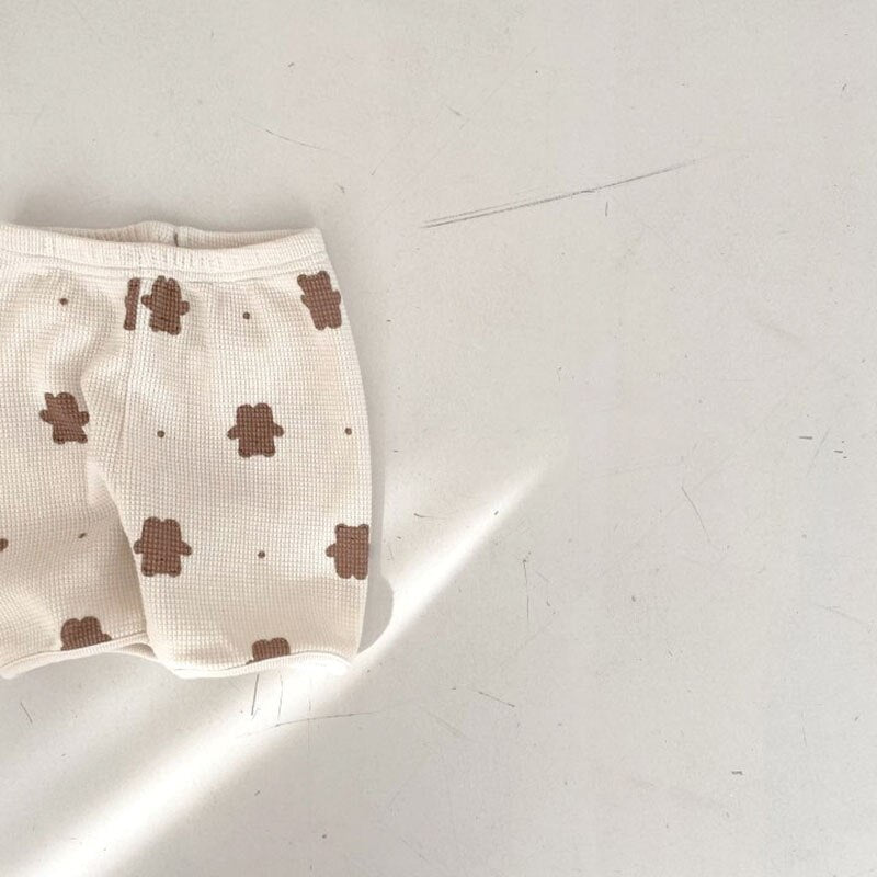 ノースリーブセットアップ ベビー ワッフル セットアップ くま ベア ノースリーブ Tシャツ ショートパンツ ボーイズ【mh0002441】