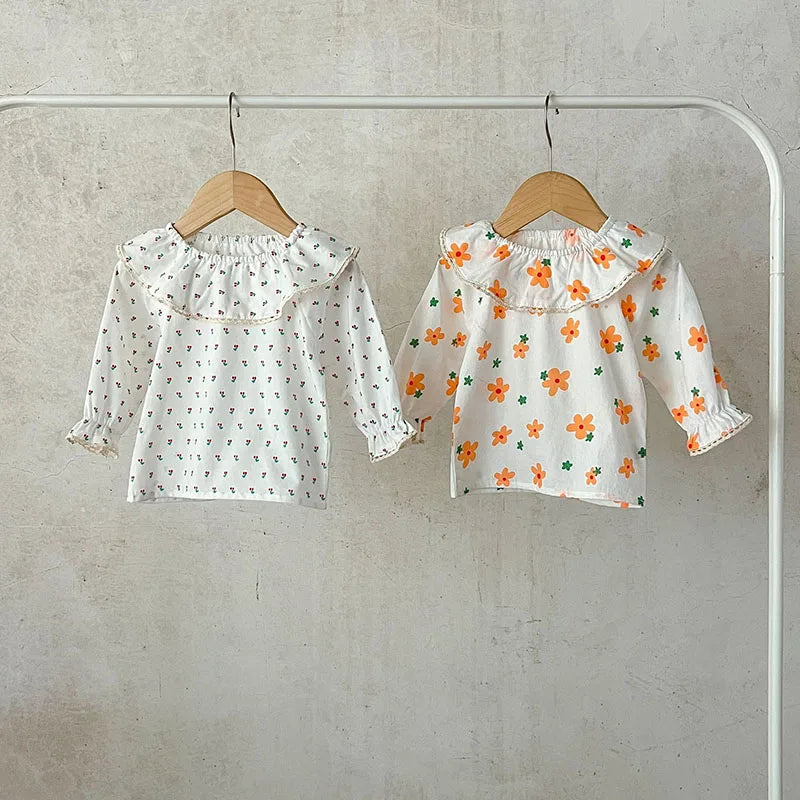 サロペットパンツ・サスペンダーパンツ ベビーサロペット 長袖Tシャツ デニムサスペンダーパンツ オーバーオール フリル長袖ブラウス【mh0004231】