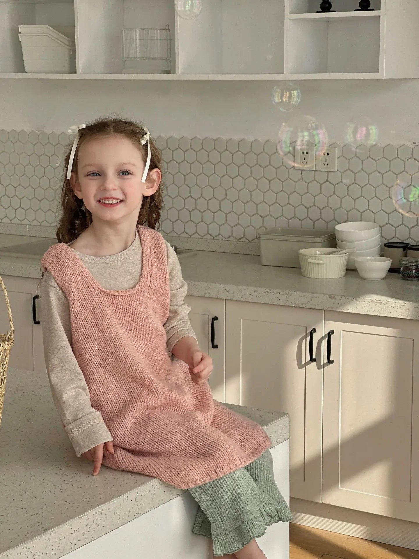 ロングパンツ・スウェットパンツ キッズトップス パンツ ニットノースリーブベスト プリント長袖 Tシャツ ワイドレッグパンツ【mh0004418】