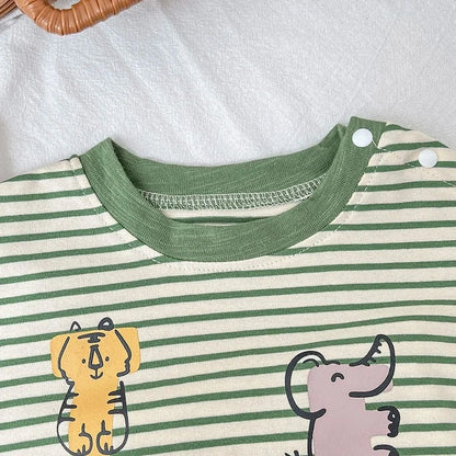 半袖セットアップ ベビートップス/パンツ ボーダー半袖Tシャツ/恐竜プリントタンクトップ/無地ショートパンツ/チェックバルーンショートパンツ【mh0005548】