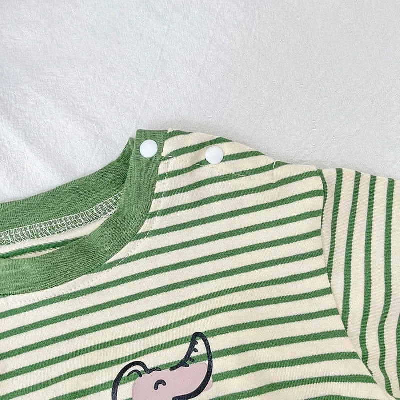 半袖セットアップ ベビートップス/パンツ ボーダー半袖Tシャツ/恐竜プリントタンクトップ/無地ショートパンツ/チェックバルーンショートパンツ【mh0005548】