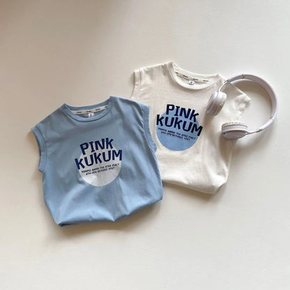 タンクトップ・キャミソール・ノースリーブトップス キッズトップス ノースリーブTシャツ レタープリント コットン素材 タンクトップ【mh0005565】