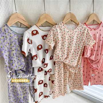 半袖パジャマ キッズパジャマセット 薄手 半袖Tシャツ+パンツ ルームウェア【mh0005660】