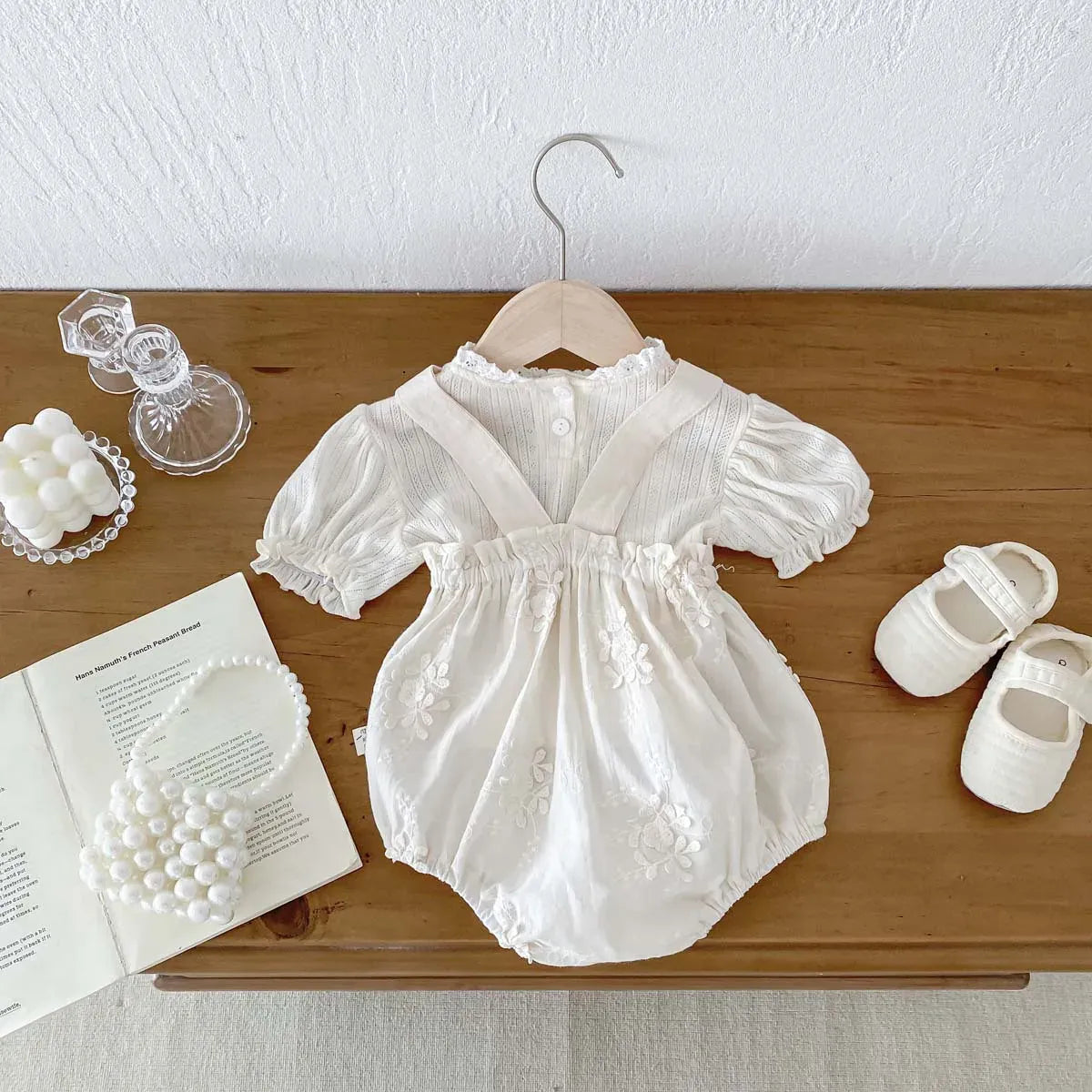 サロペットパンツ・サスペンダーパンツ ベビートップス/パンツ 半袖パフスリーブTシャツ/刺繍サスペンダーブルマパンツ【mh0006190】