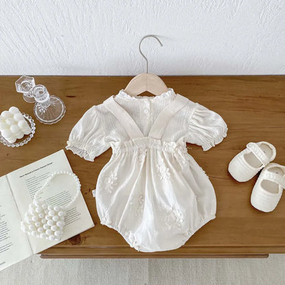 サロペットパンツ・サスペンダーパンツ ベビートップス/パンツ 半袖パフスリーブTシャツ/刺繍サスペンダーブルマパンツ【mh0006190】