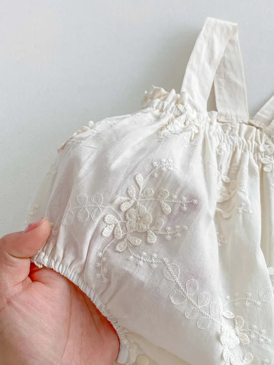 サロペットパンツ・サスペンダーパンツ ベビートップス/パンツ 半袖パフスリーブTシャツ/刺繍サスペンダーブルマパンツ【mh0006190】