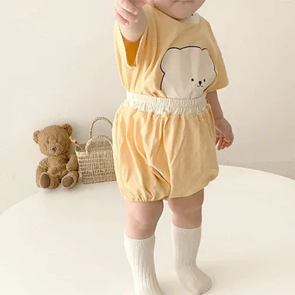 半袖セットアップ ベビー くま セットアップ Tシャツ + ショートパンツ【mh0006264】
