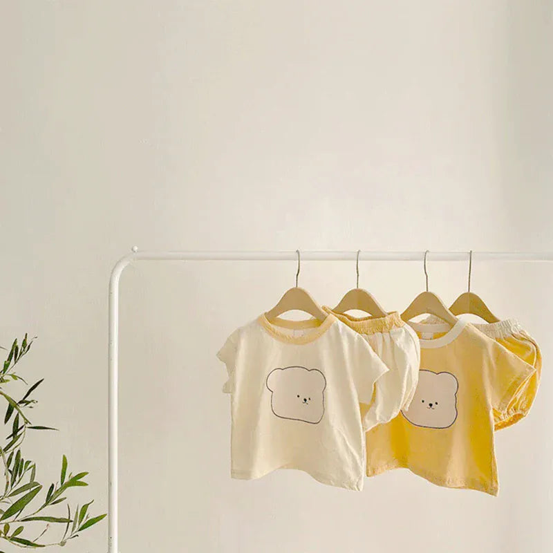 半袖セットアップ ベビー くま セットアップ Tシャツ + ショートパンツ【mh0006264】
