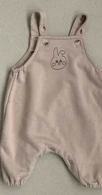 長袖セットアップ ベビートップス/ジャンプスーツ ボーダー長袖Tシャツ/うさぎオーバーオールロンパース【mh0006801】