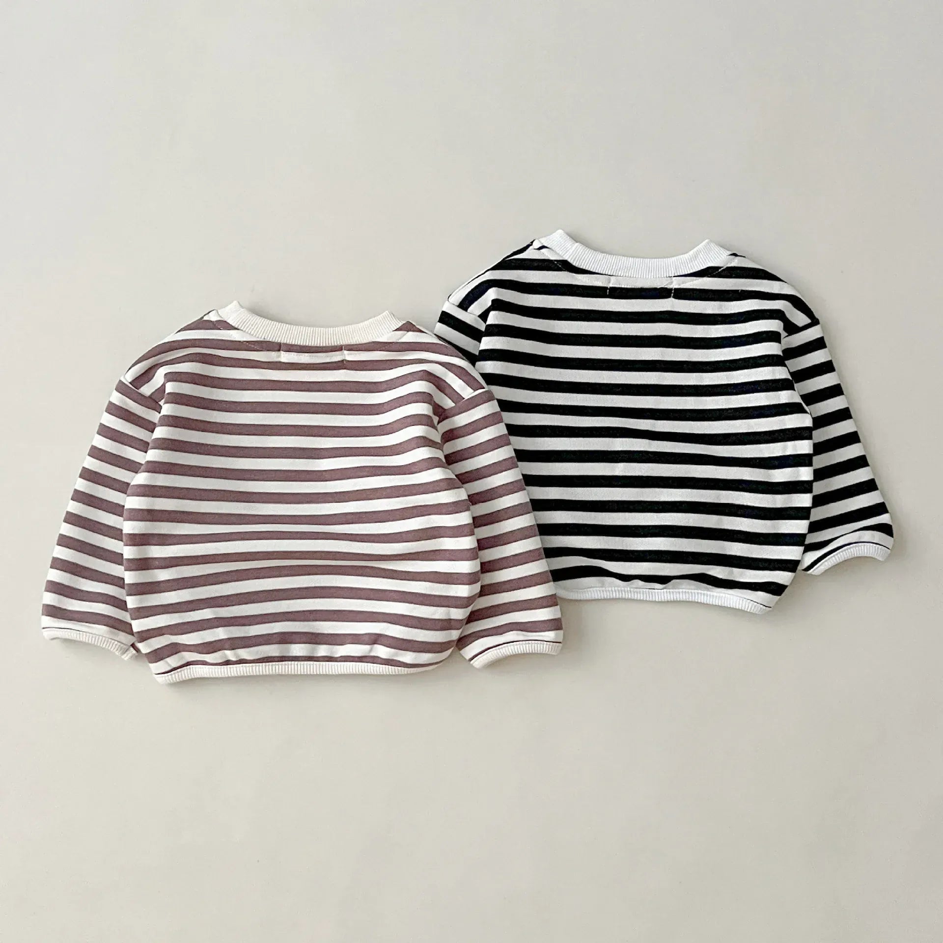 長袖セットアップ ベビートップス/ジャンプスーツ ボーダー長袖Tシャツ/うさぎオーバーオールロンパース【mh0006801】