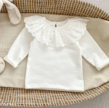 カーディガン・パーカー ベビーカーディガン/トップス 刺繍ベルスリーブ長袖ニットジャケット/ラッフル襟長袖Tシャツ【mh0007458】