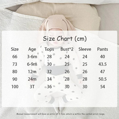 長袖パジャマ ベビーパジャマセット ドット水玉プリント長袖Tシャツ+ハイウエストパンツ【mh0007757】