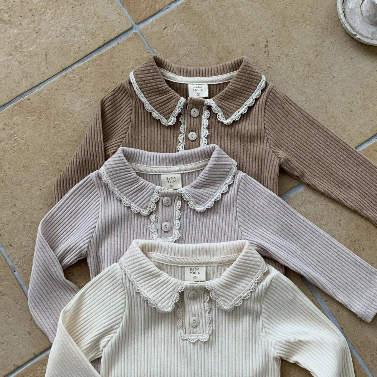 長袖シャツ・ブラウス ベビートップス フリル襟長袖Tシャツカットソー【mh0008026】