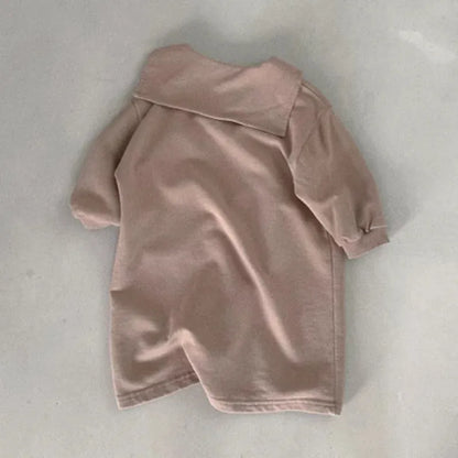 長袖ワンピース キッズワンピース セーラーカラーシンプル長袖Tシャツワンピース【mh0008282】