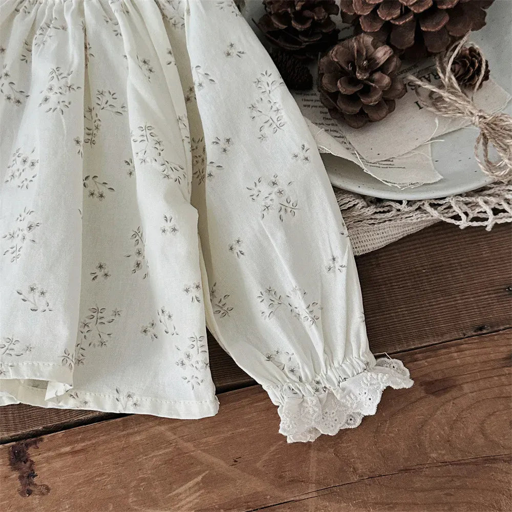 長袖シャツ・ブラウス ベビートップス スタンドレースフリルカラー長袖Tシャツ【mh0008536】