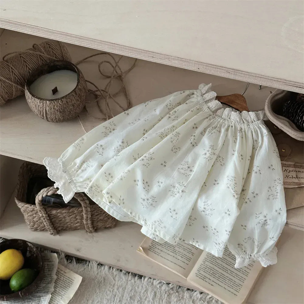 長袖シャツ・ブラウス ベビートップス スタンドレースフリルカラー長袖Tシャツ【mh0008536】