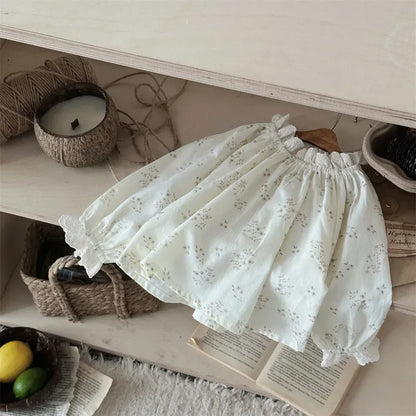 長袖シャツ・ブラウス ベビートップス スタンドレースフリルカラー長袖Tシャツ【mh0008536】